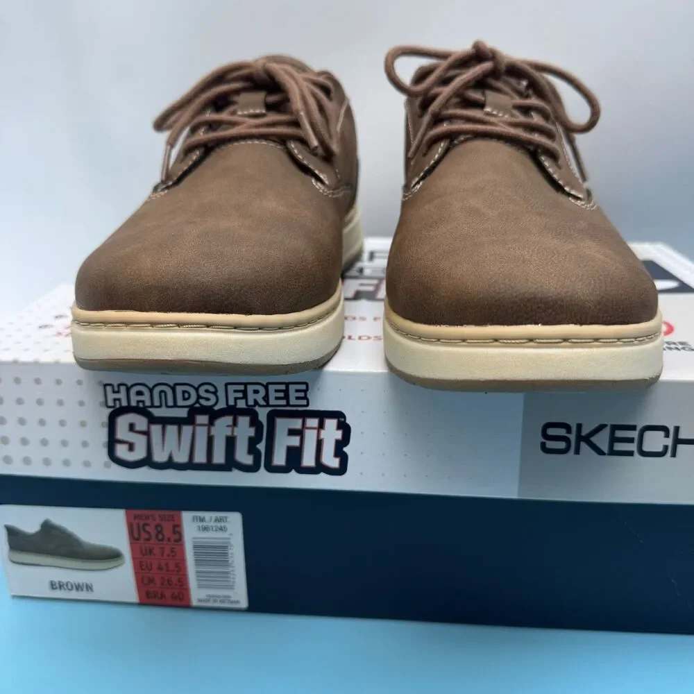 Skechers Men's Swift Fit Hands Free Memory Foam Casual Shoe Brown Size 8.5